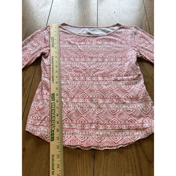 Chicos Size 0  Pink Aztec The Ultimate Tee Cotton‎ Shirt Modern Comfy Loungewear - Picture 4 of 13